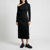 Claire black one shoulder dress