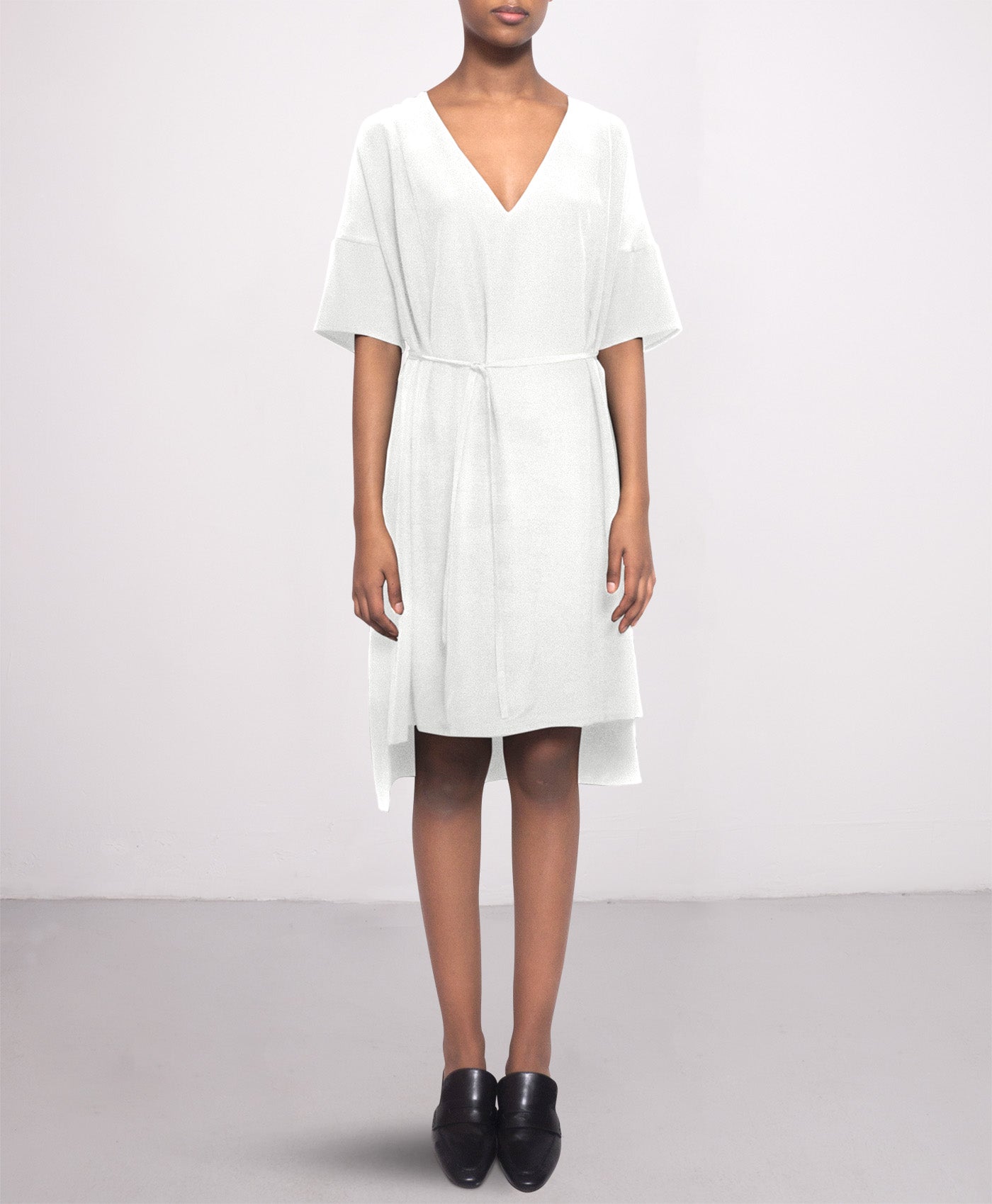 silk dress in off white