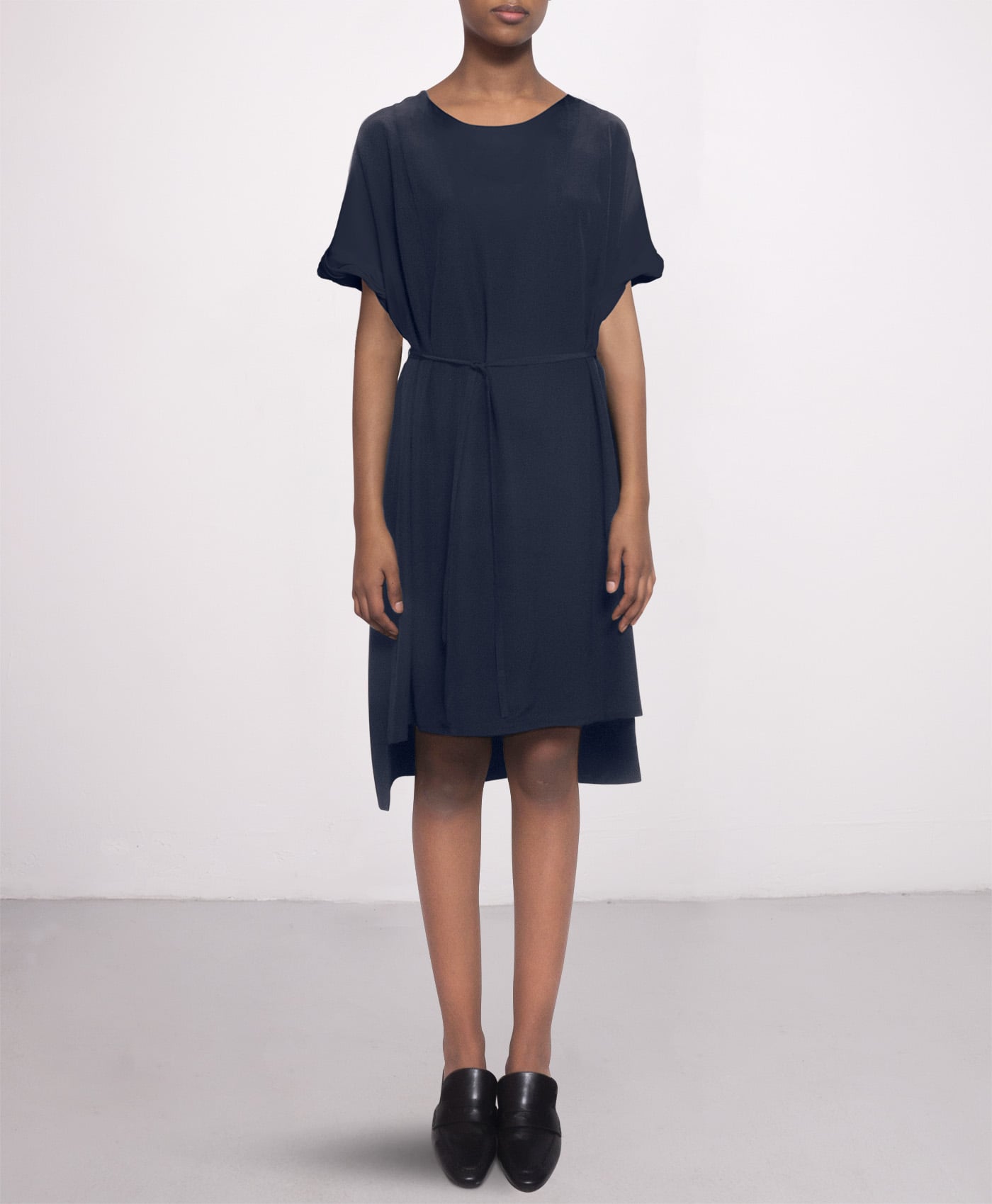silk dress navy