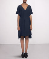 navy blue silk dress