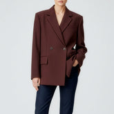 Burgundy double breasted wool blazer