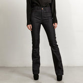 Long blue flared jeans with matching stitching