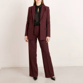 Paris Wide Wool Trousers Burgundy