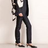 Straight leg colour block jeans in dark blue and black