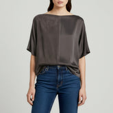 Mains Brown silk top