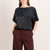 Mains Black silk top