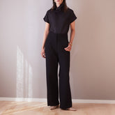 Wide leg cotton trousers Paris in heavy stretch