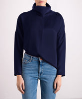 Silk top in navy blue