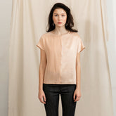 Short sleeve round-neck Revolution silk tee in pink