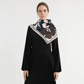 Silk Scarf Flower Brown