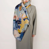 Wool and silk scarf Painted Flower