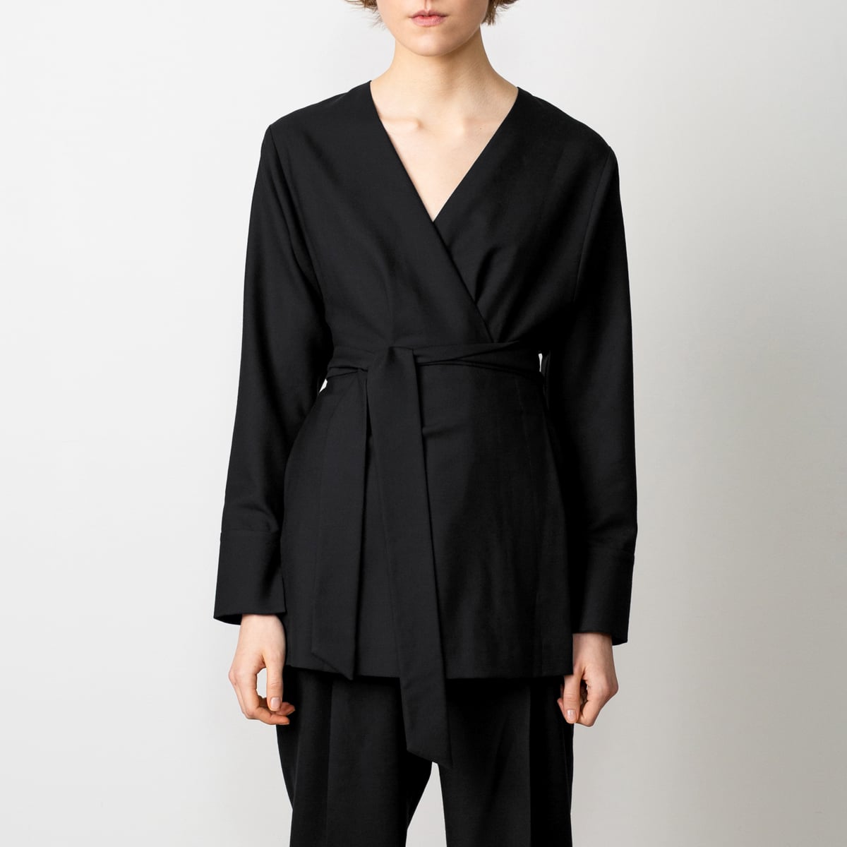 Black wrap blazer/top