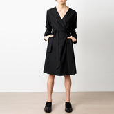 Wrap dress in black wool
