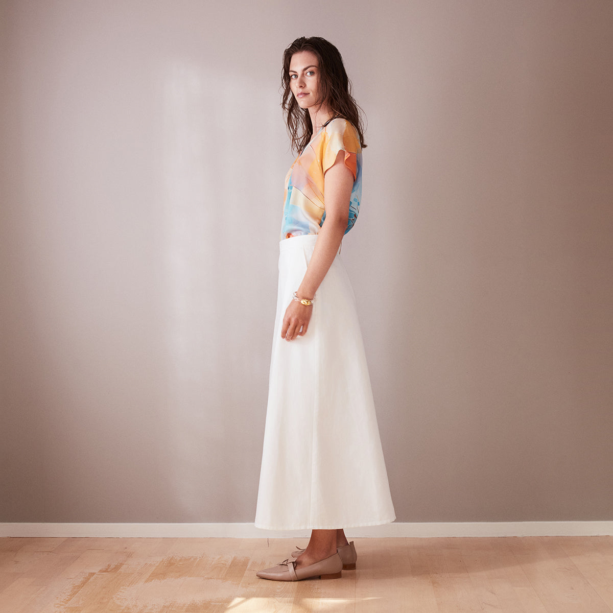 Long White Wide Skirt Flow