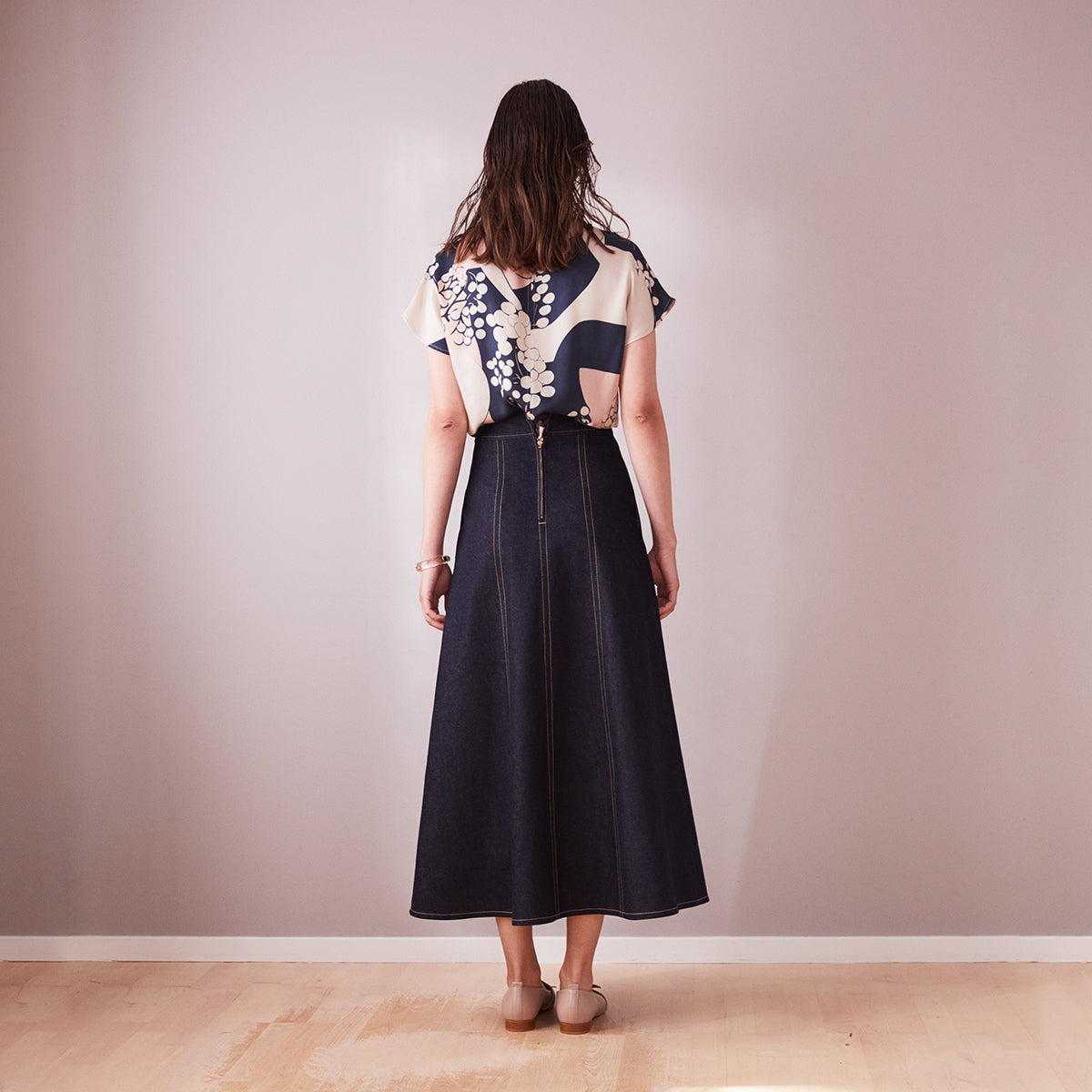 Wide jeans skirt Flow in dark blue denim