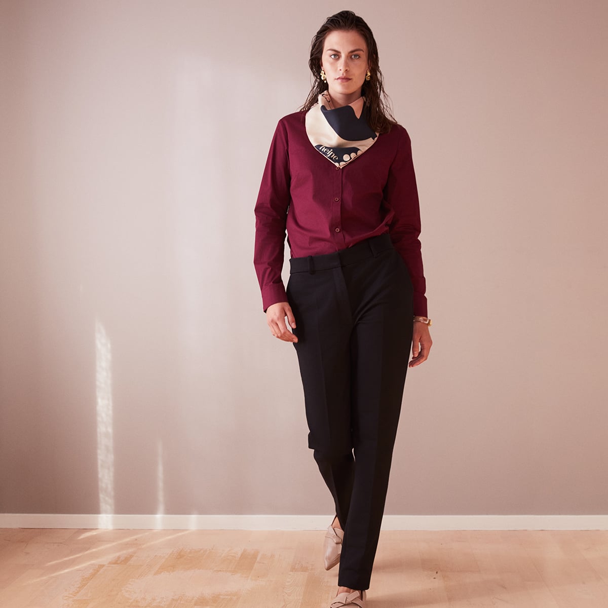 Poplin shirt in wine red