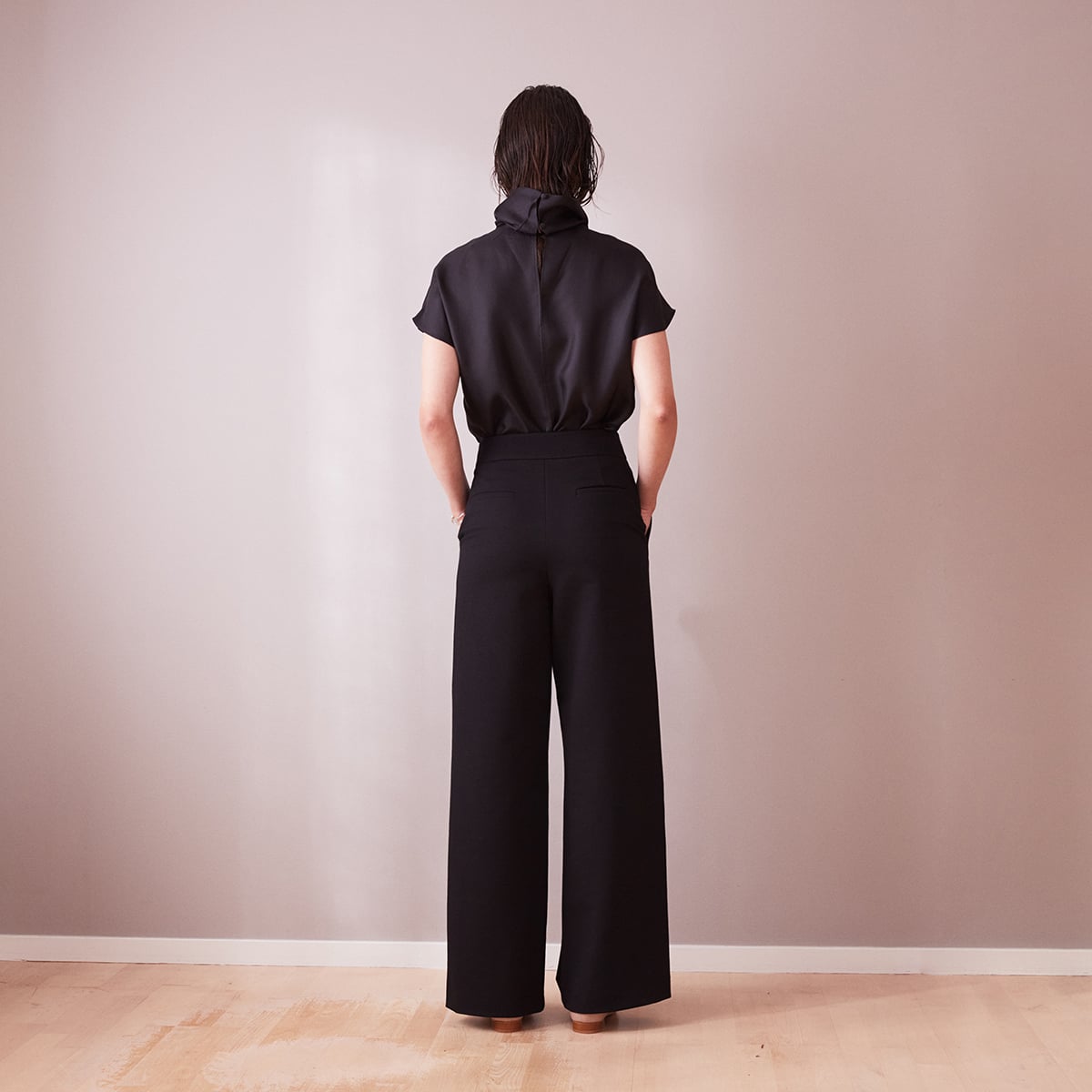 Wide leg cotton trousers Paris in heavy stretch