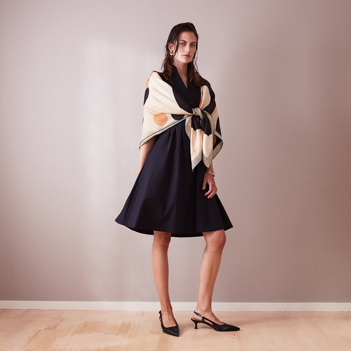 Åsa black shirt dress cotton-knee length