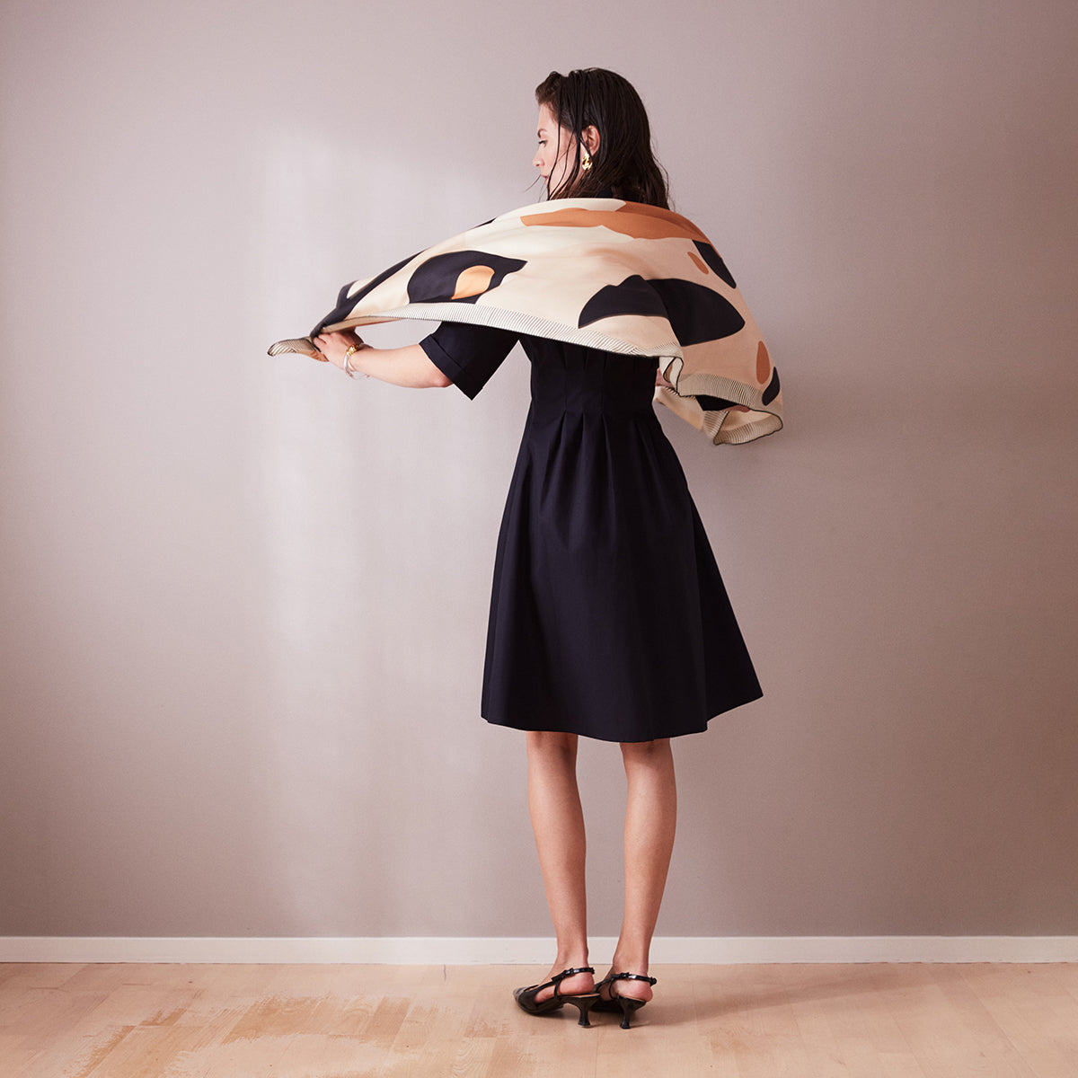 Åsa black shirt dress cotton-knee length