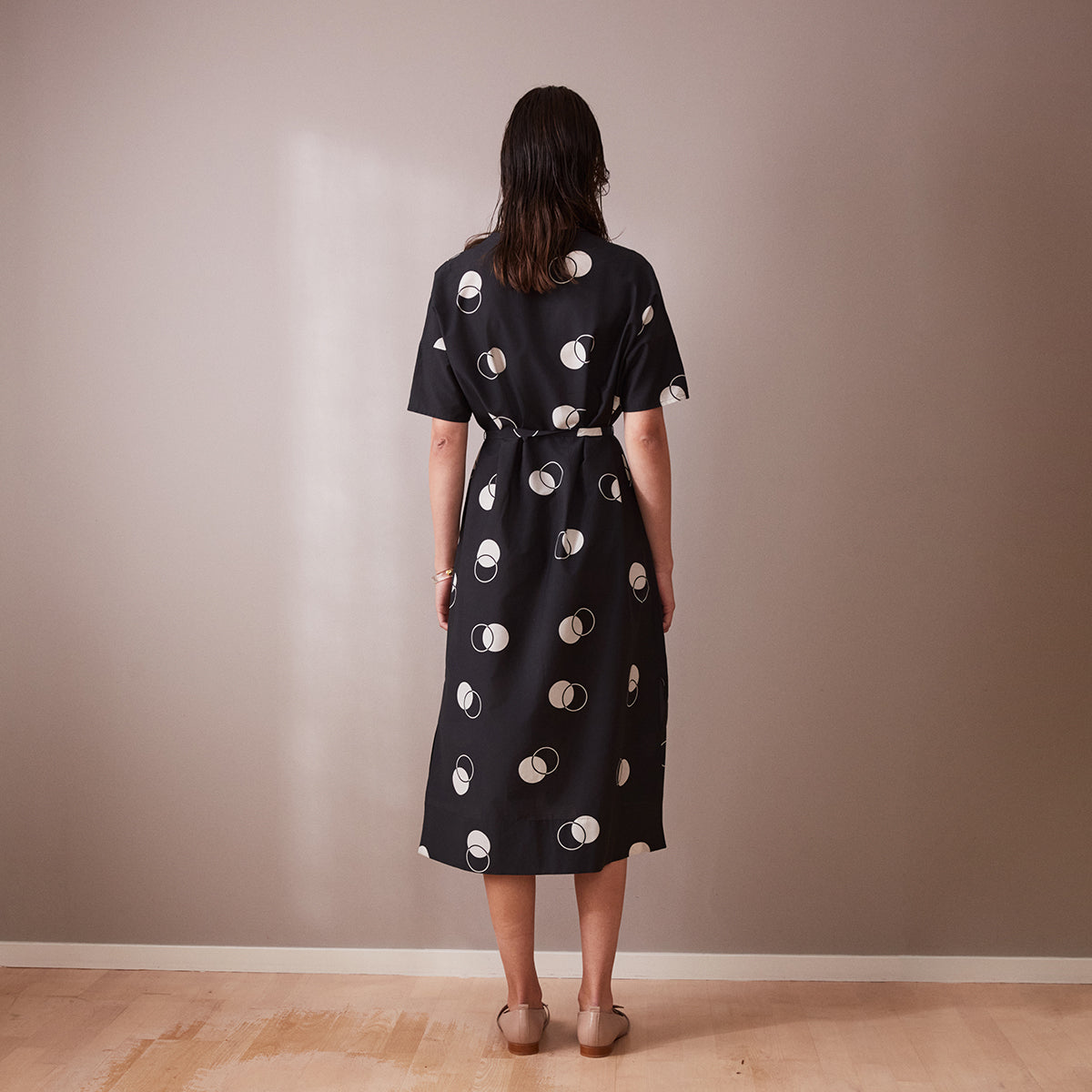 Black & White Dot Print Midi Dress