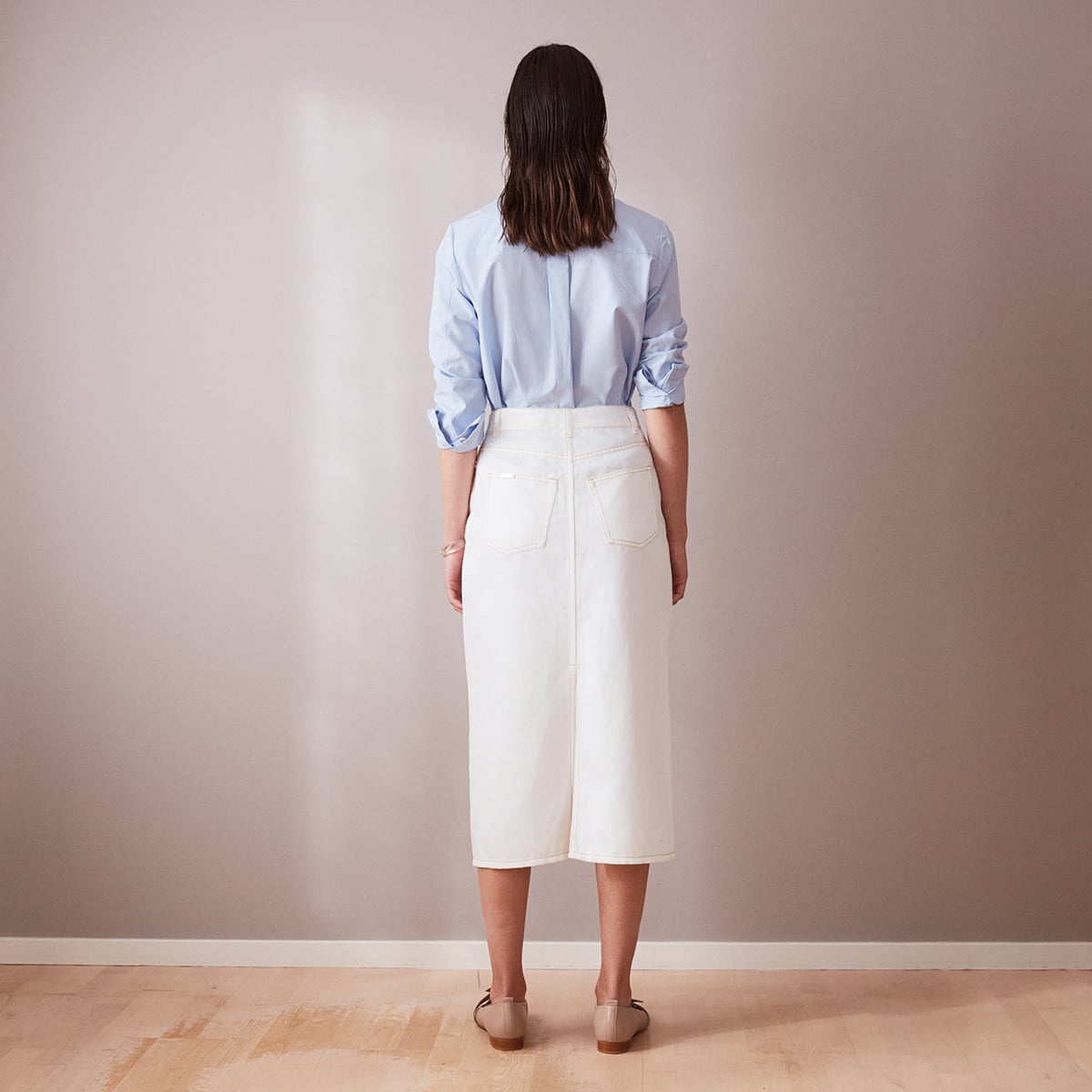 5 PKT Midi Skirt -White