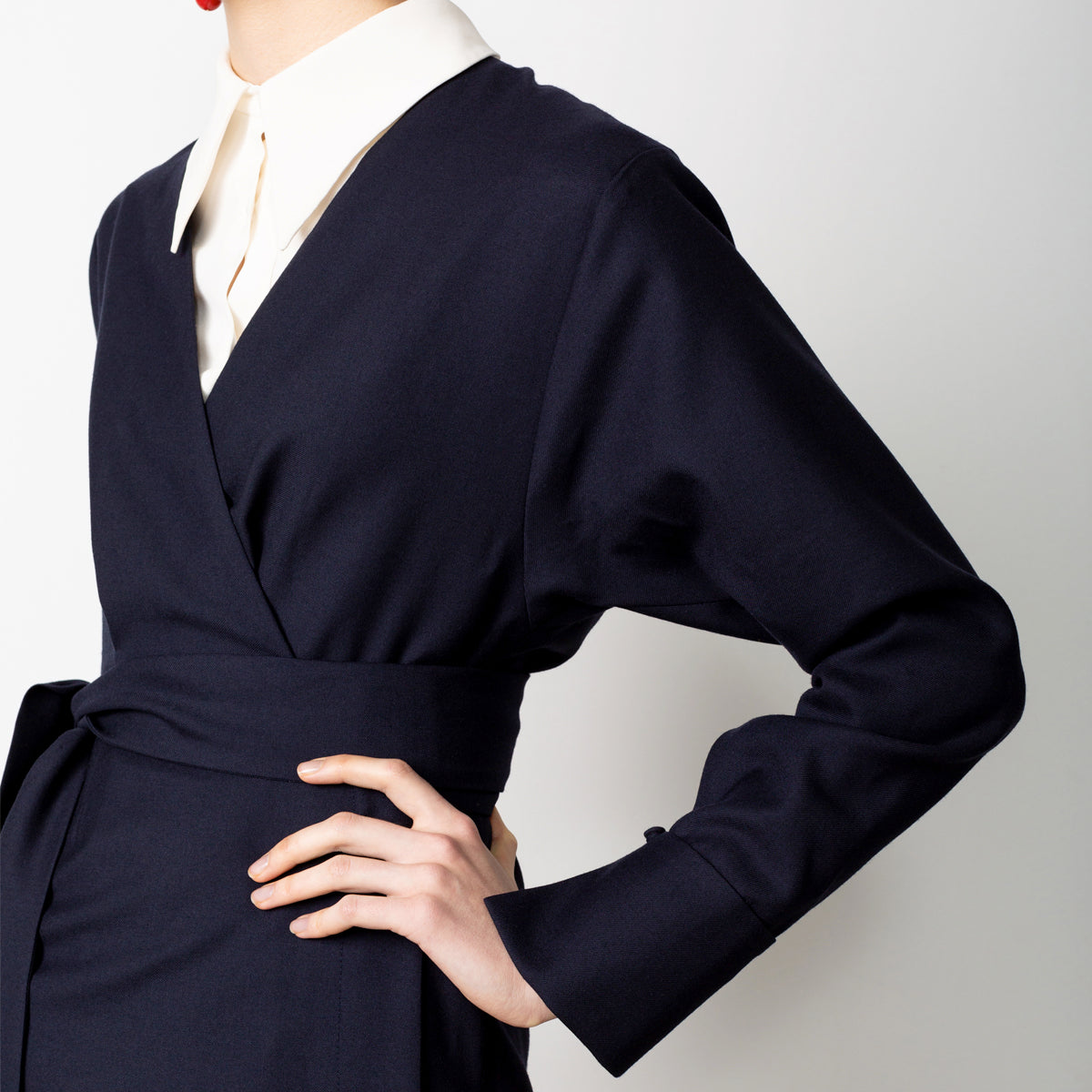 Wrap dress in navy wool