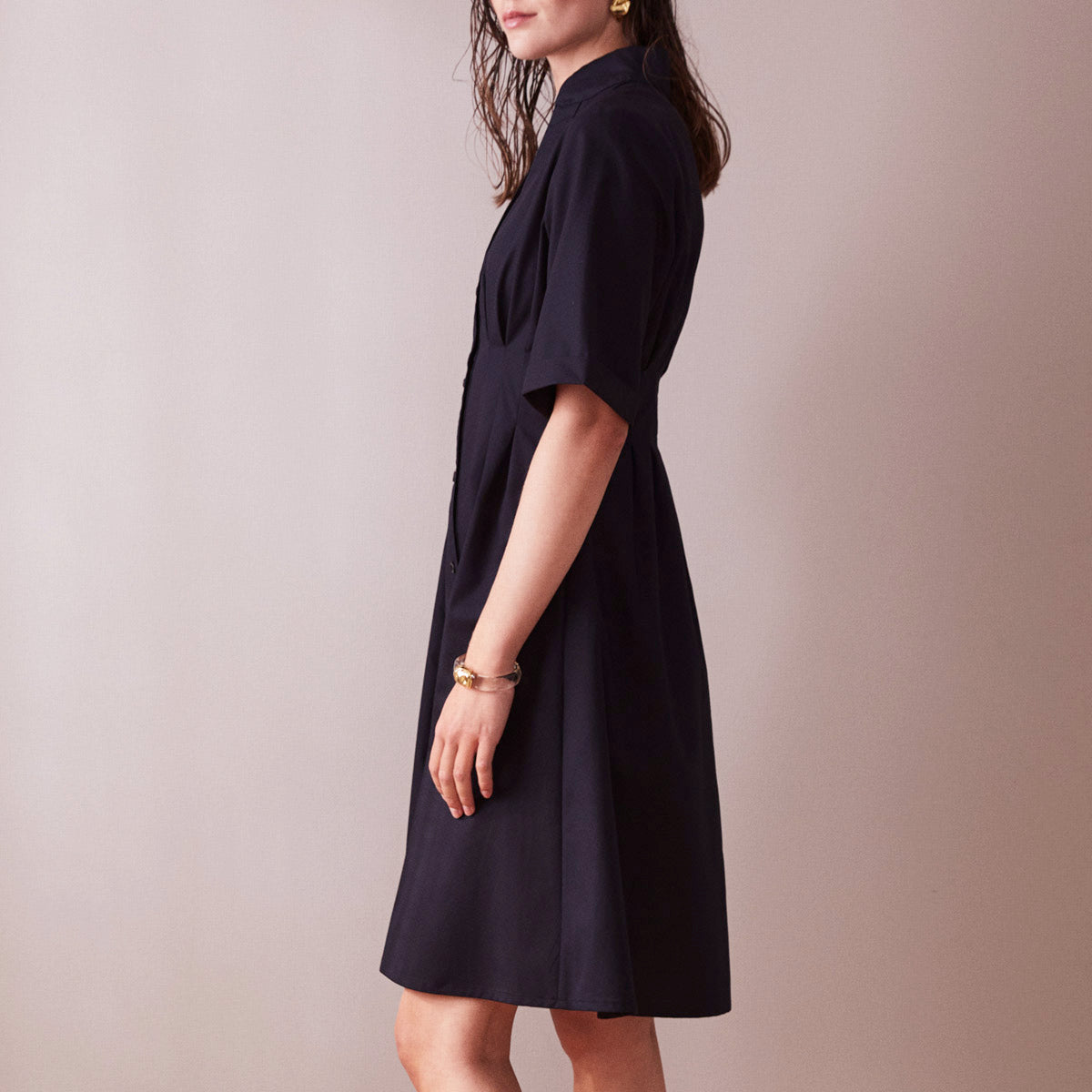 Åsa black shirt dress cotton-knee length