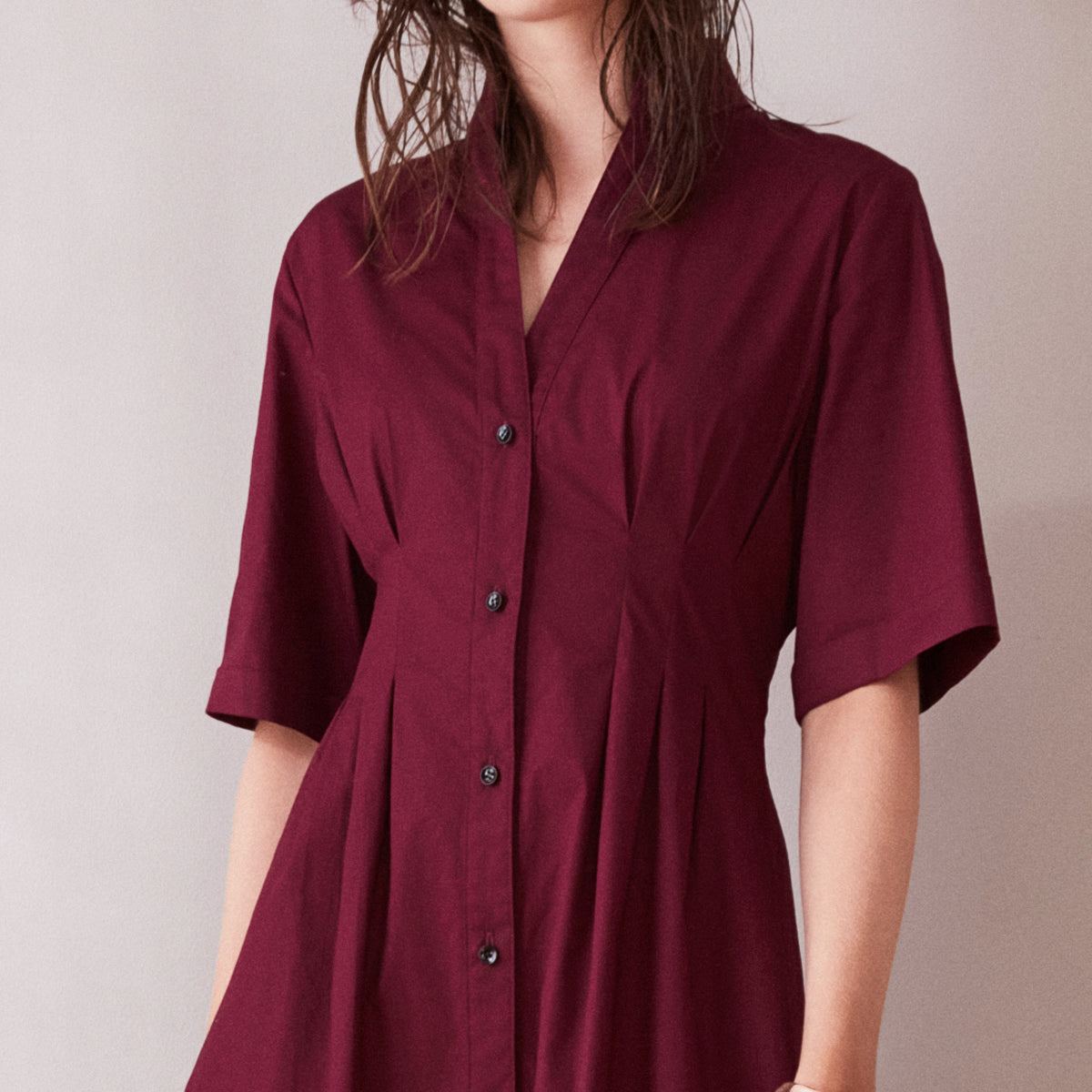 Åsa wine red shirt dress cotton-midi length