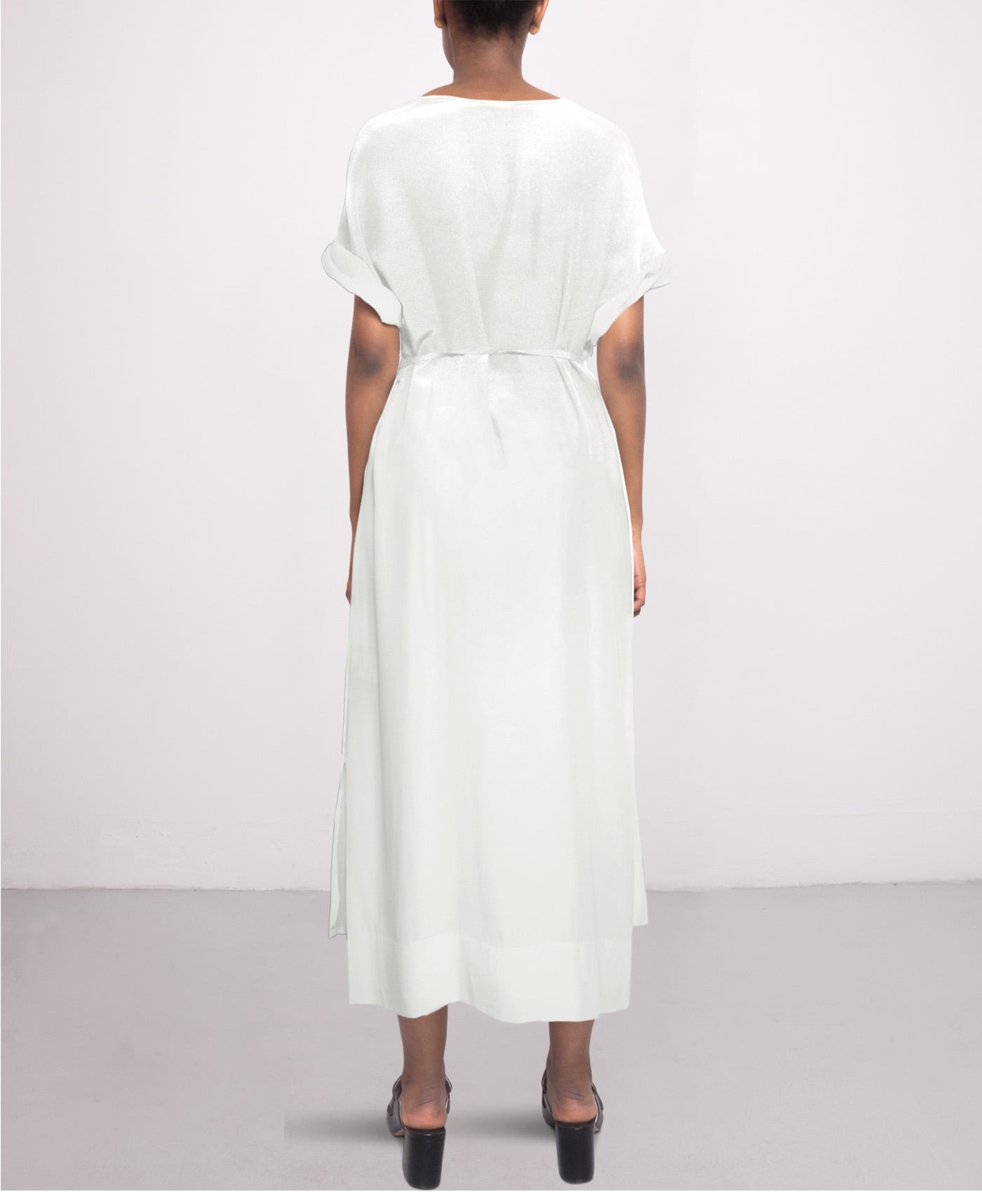 Long day silk dress in Off white SL VN