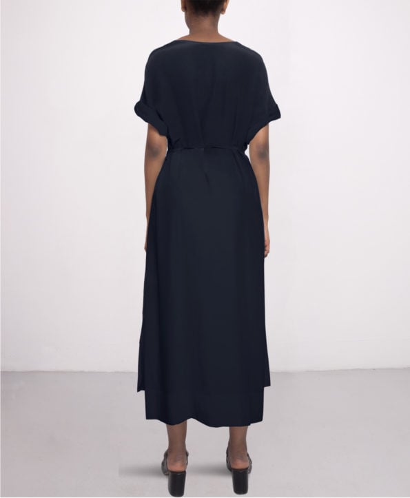 Long day silk dress in Navy blue SL VN