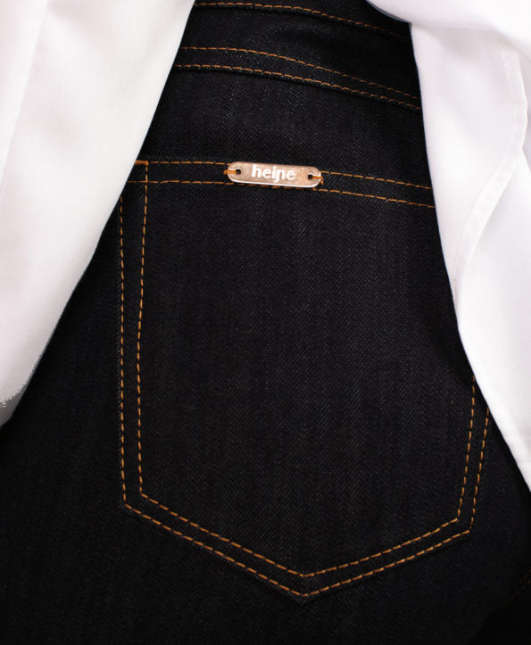 WIDE LEG JEANS black with tobacco stitchings