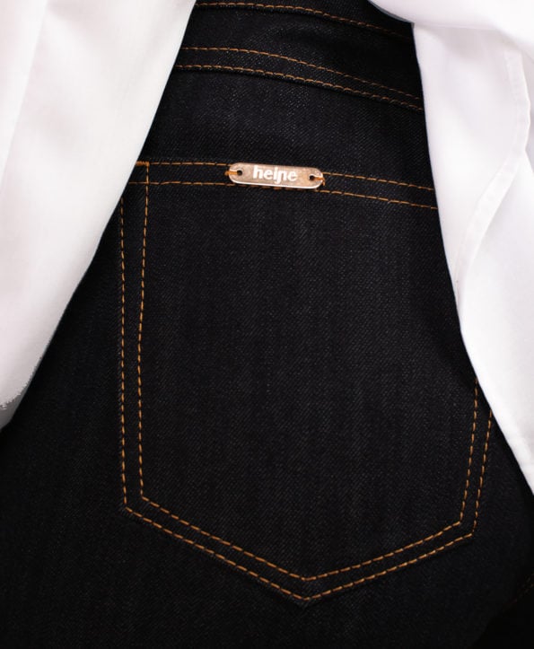 Black midi denim skirt with tabacco stitch