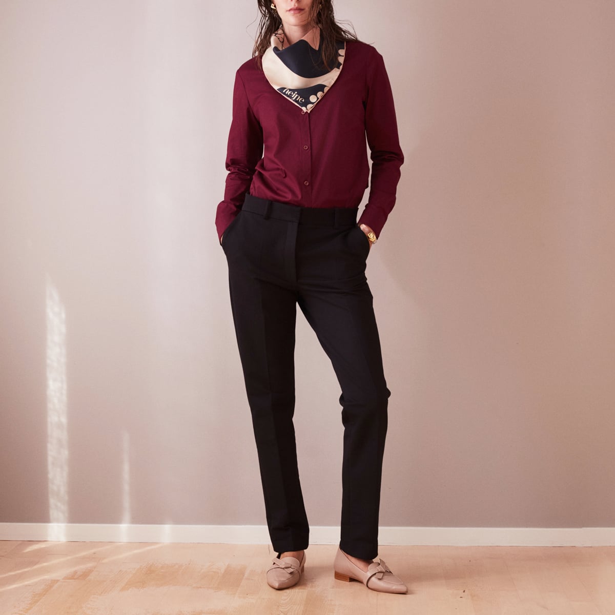 Long suit pants in heavy cotton stretch