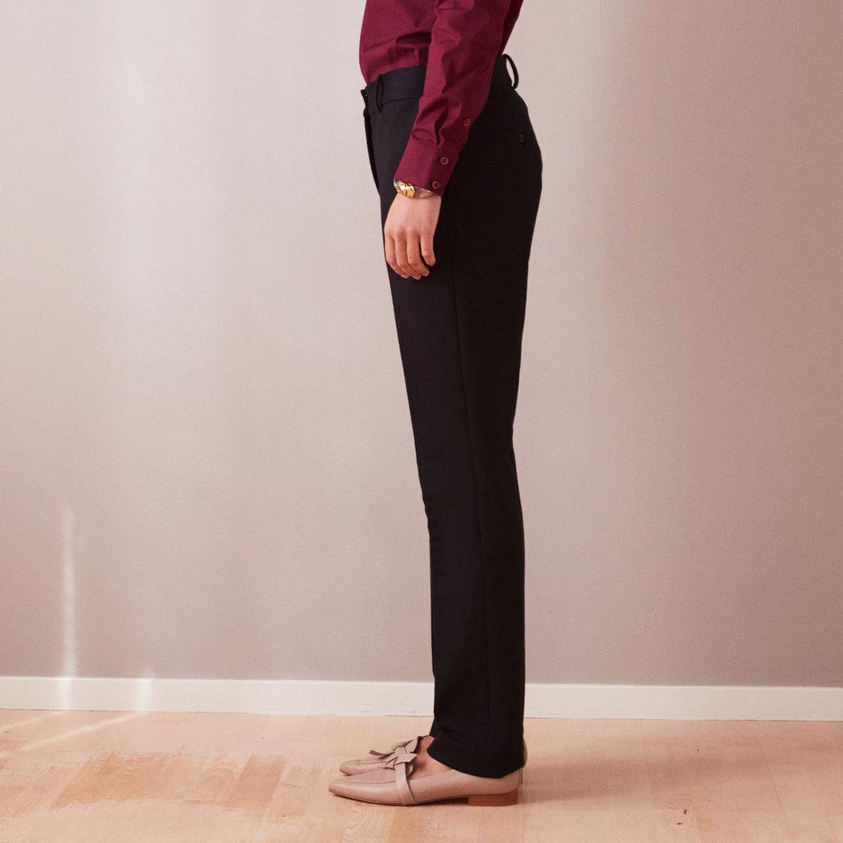 Long suit pants in heavy cotton stretch