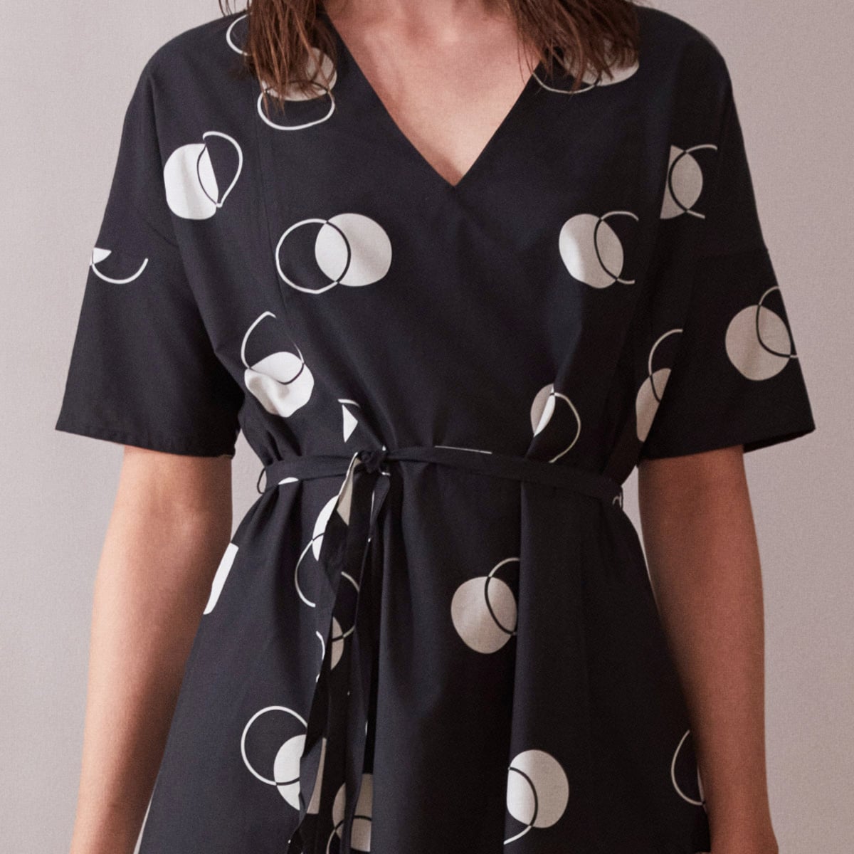Black & White Dot Print Midi Dress