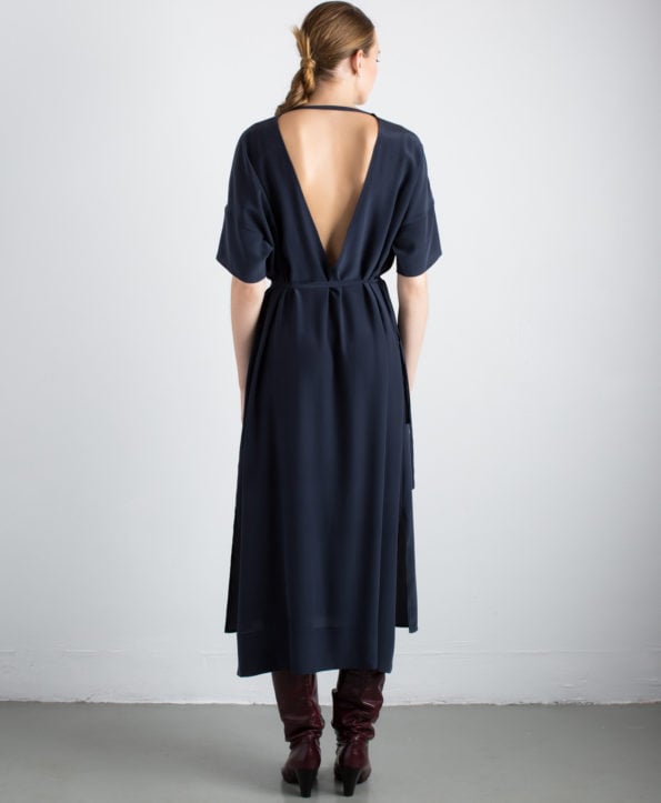 Long day silk dress in Navy blue SS RN