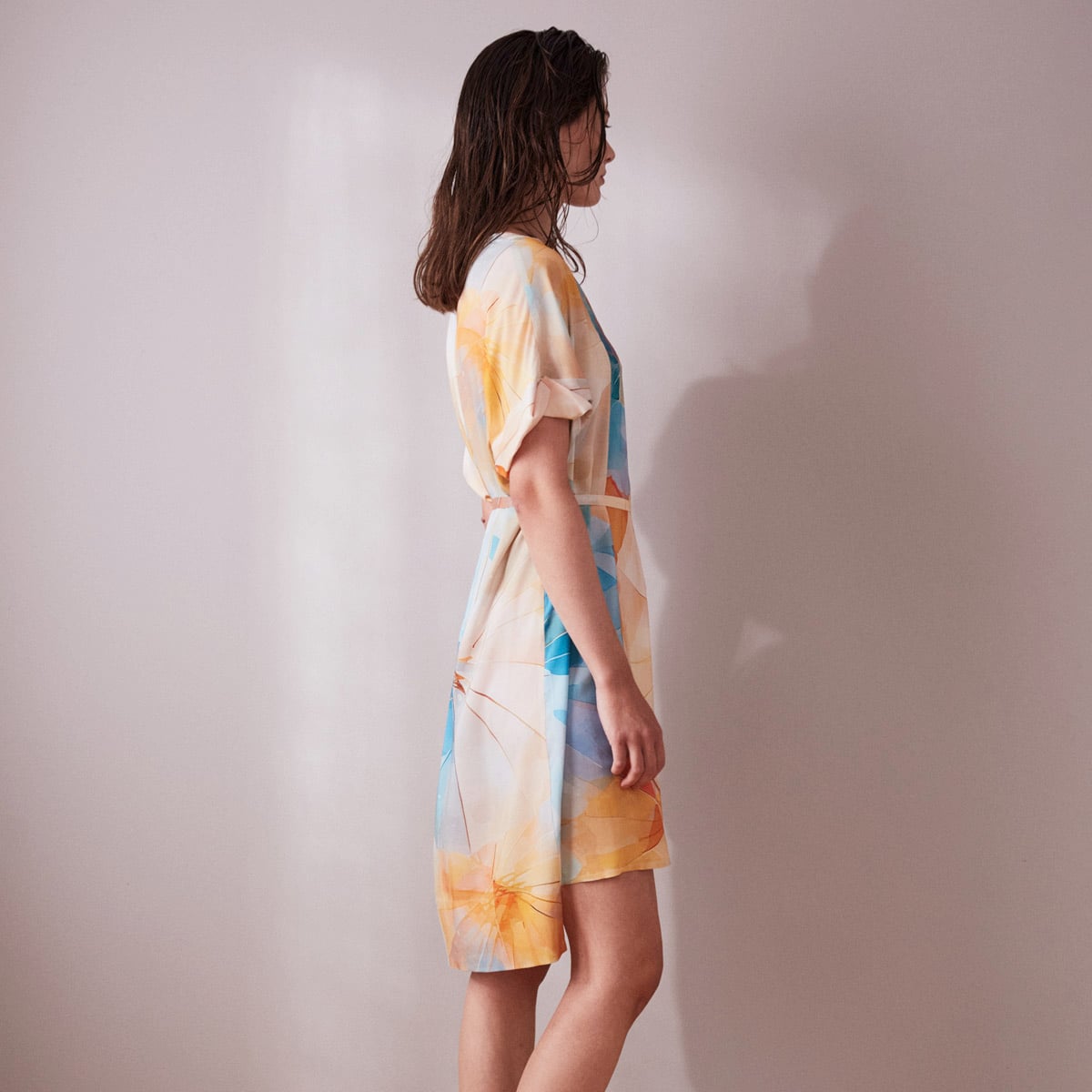 Relaxed Day Dress with Colourful Umbrella print