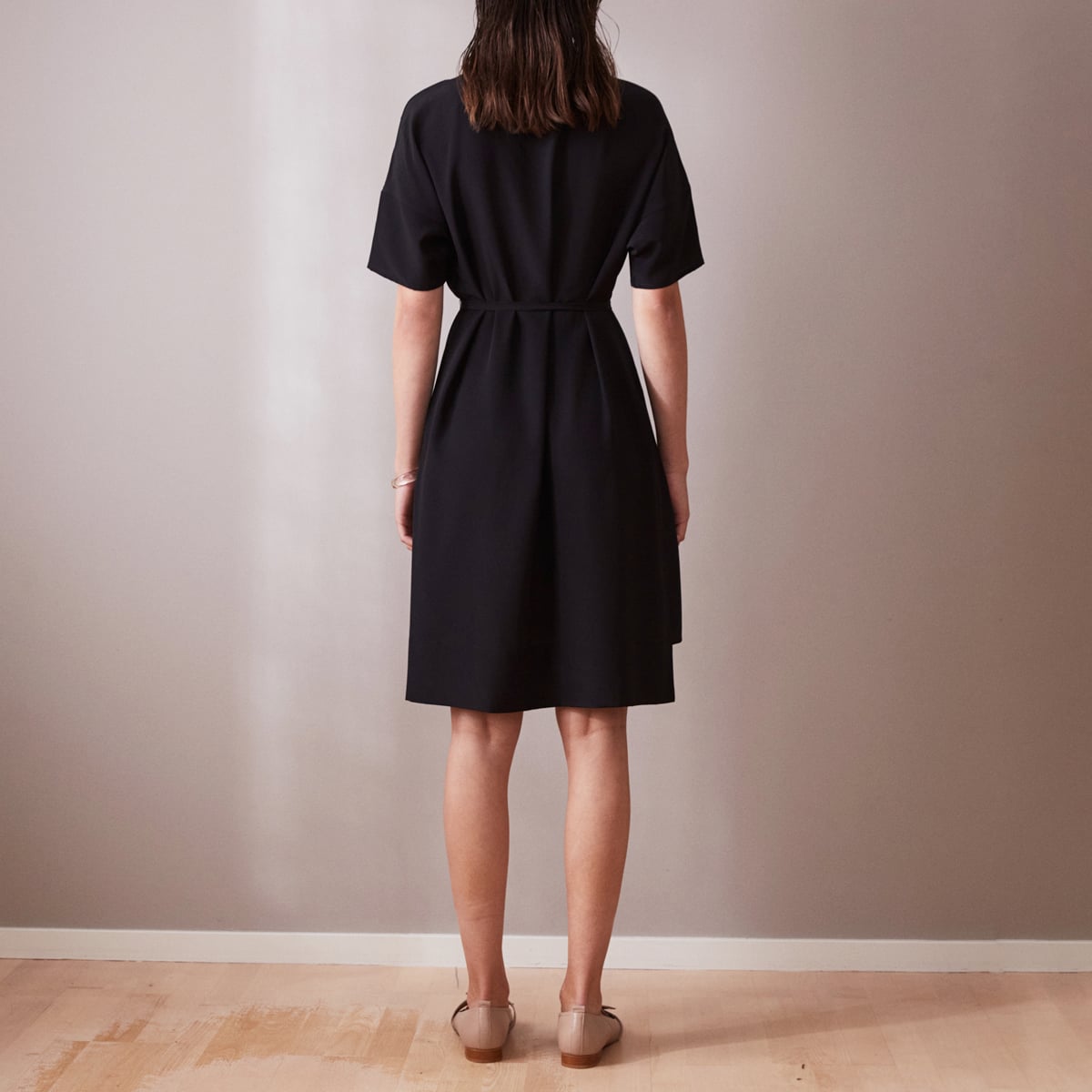 Short black silk dress Day
