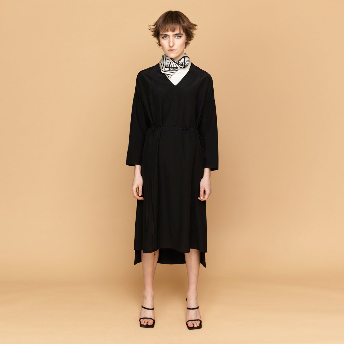 Long day silk dress in Black LS VN