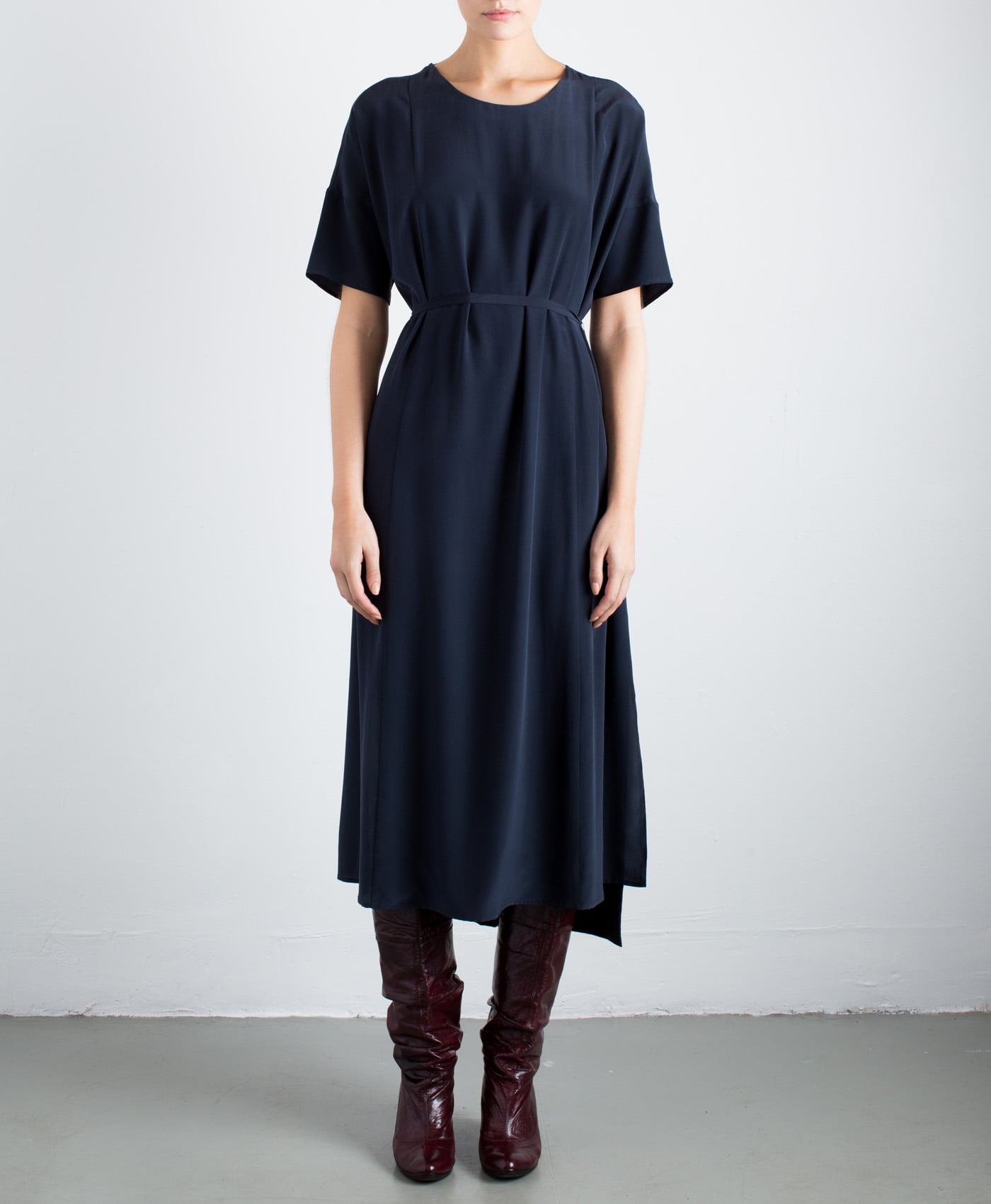 Long day silk dress in Navy blue SS RN