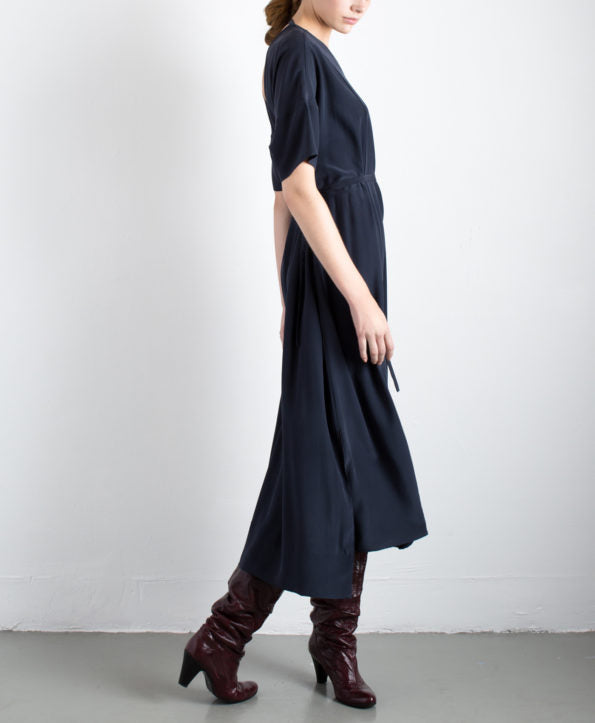 Long day silk dress in Navy blue SS RN