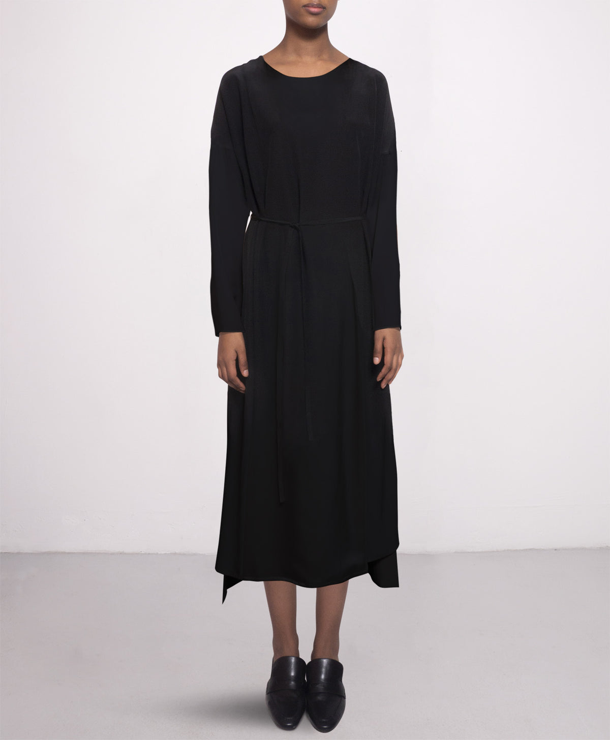 dress in black silk