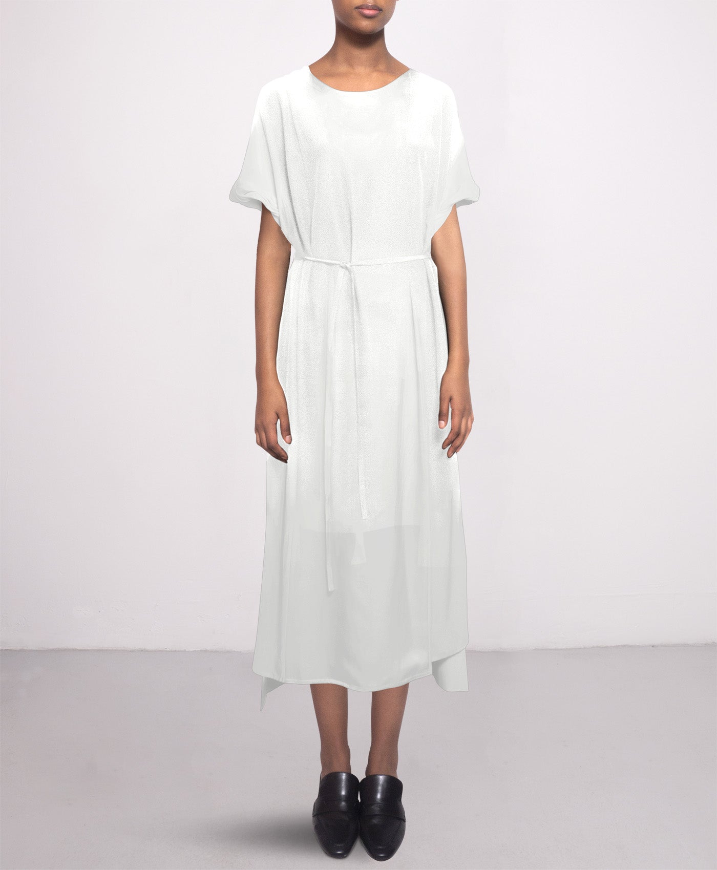 silk dress in white