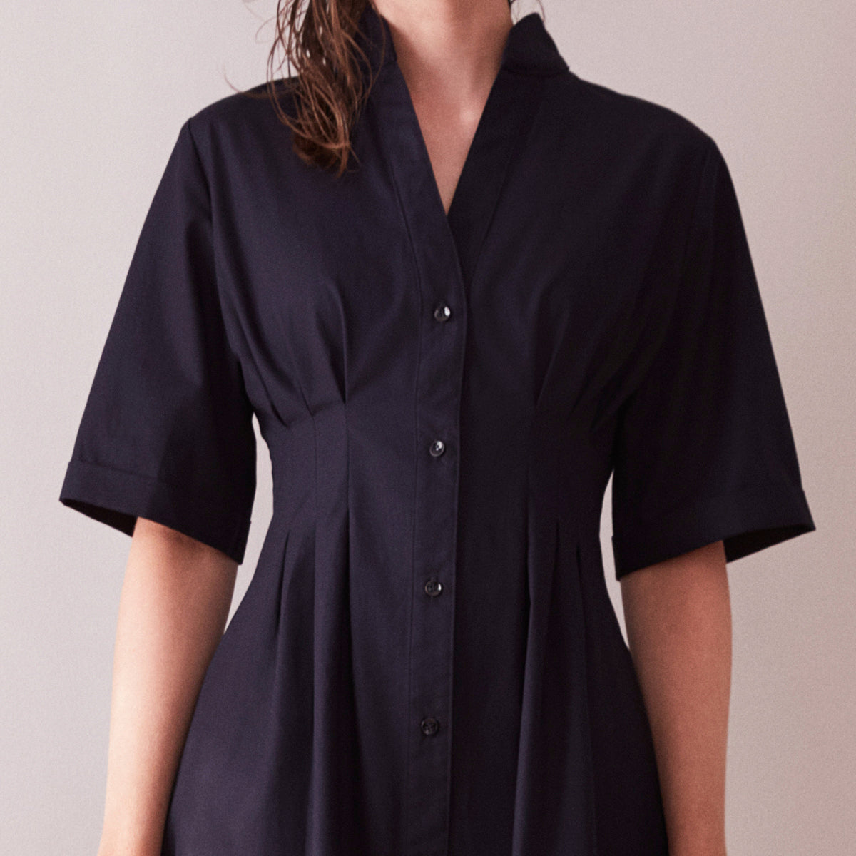 Åsa black shirt dress cotton-knee length