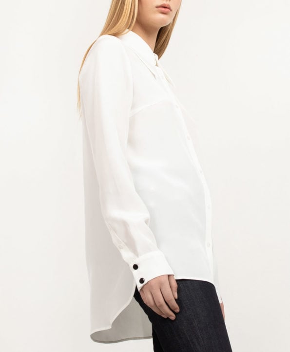 Essential shirt in off white silk