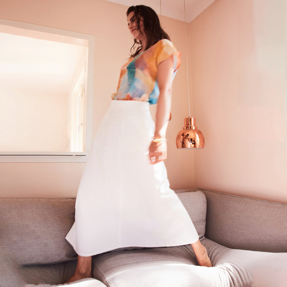 Long White Wide Skirt Flow