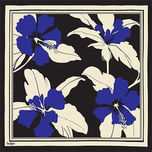 Large silk scarf Blue Flower