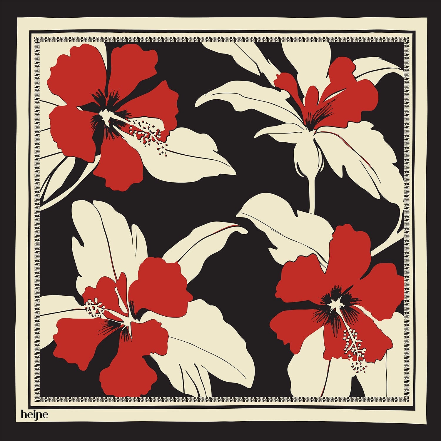 Silk scarf Red Flower