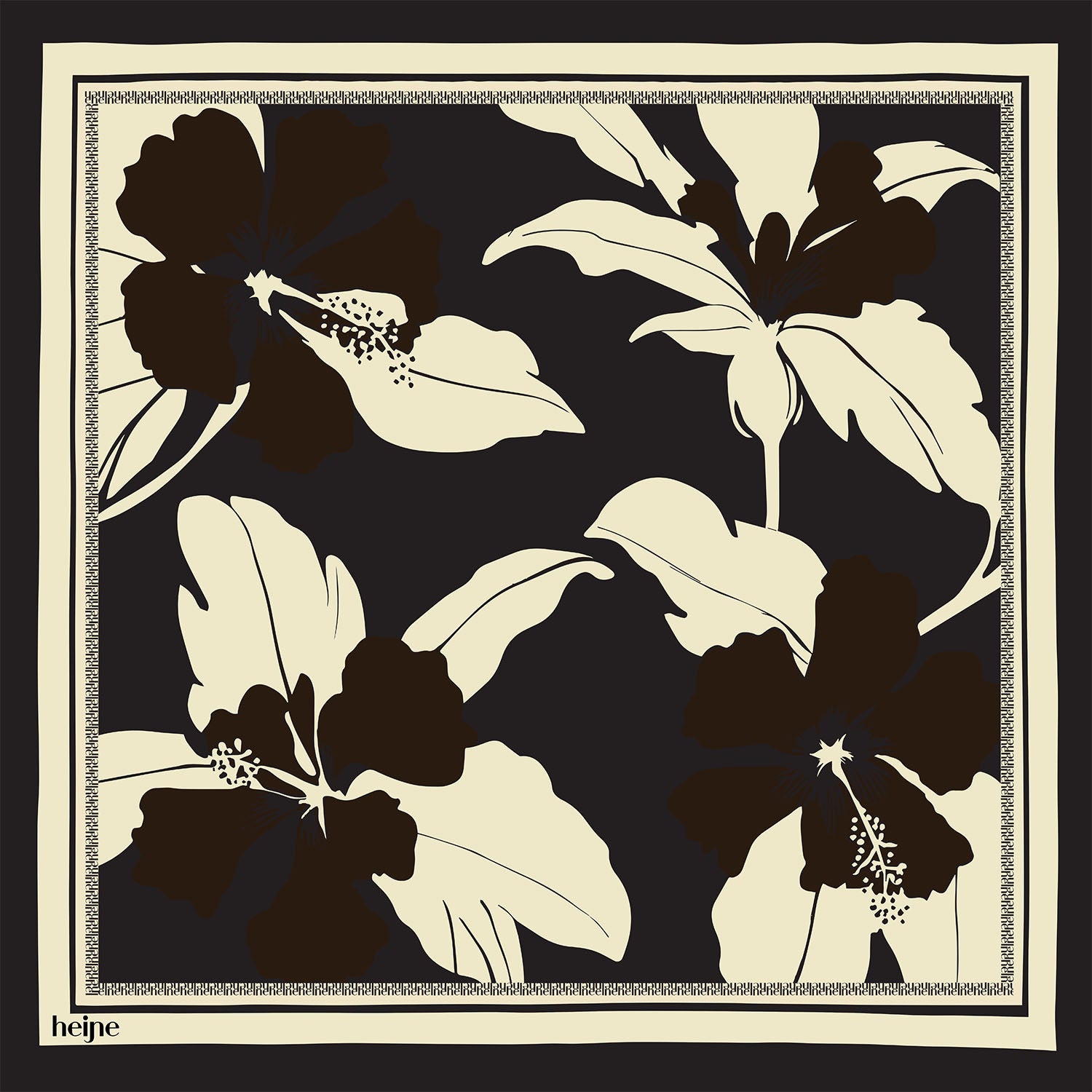 Silk Scarf Flower Brown