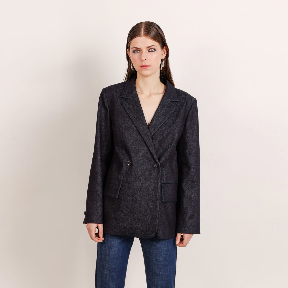 Double Breasted Blazer in Selvedge Denim